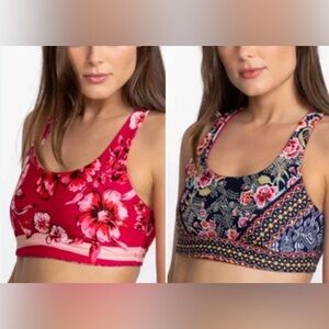 Johnny Was  Bee Active Reversible Sports Bra Multi Floral L